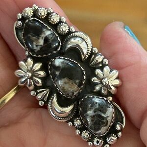 White Buffalo Sterling Silver Ring